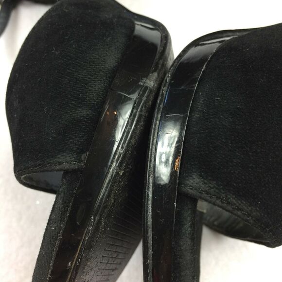 Dollhouse Maneater Heels Size 8.5 Sexy Black Ruffle Open Toe Pumps Womens 8 1/2 - Picture 7 of 8